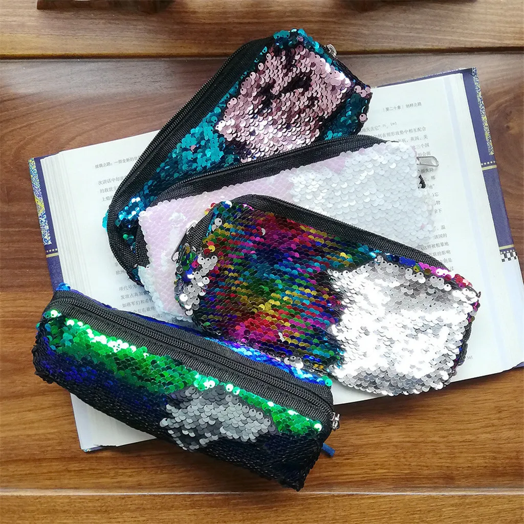 Pencilcase школьный симпатичный карандаш на открытом воздухе сплошной цвет сумка с блестками сумка на плечо женская сумочка качество PU школьные принадлежности