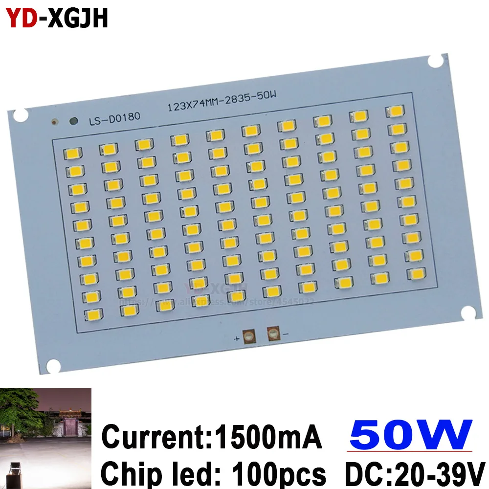 50 Вт Полный Мощность светодиодный наводнения PCB SMD 2835 Светодиодный печатной платы 900ma 123x74 мм 5000lm Алюминий для плиты Светодиодный прожектор светильник