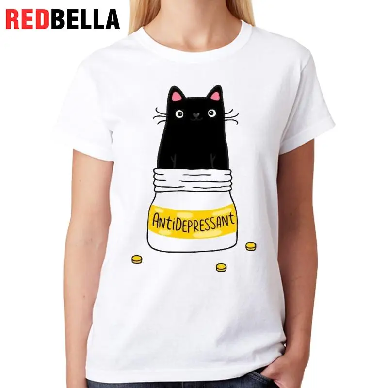 REDBELLA Mulheres Футболка Harajuku Ulzzang животных Кошки мультфильм смешной Tumblr Аниме Топ Мода