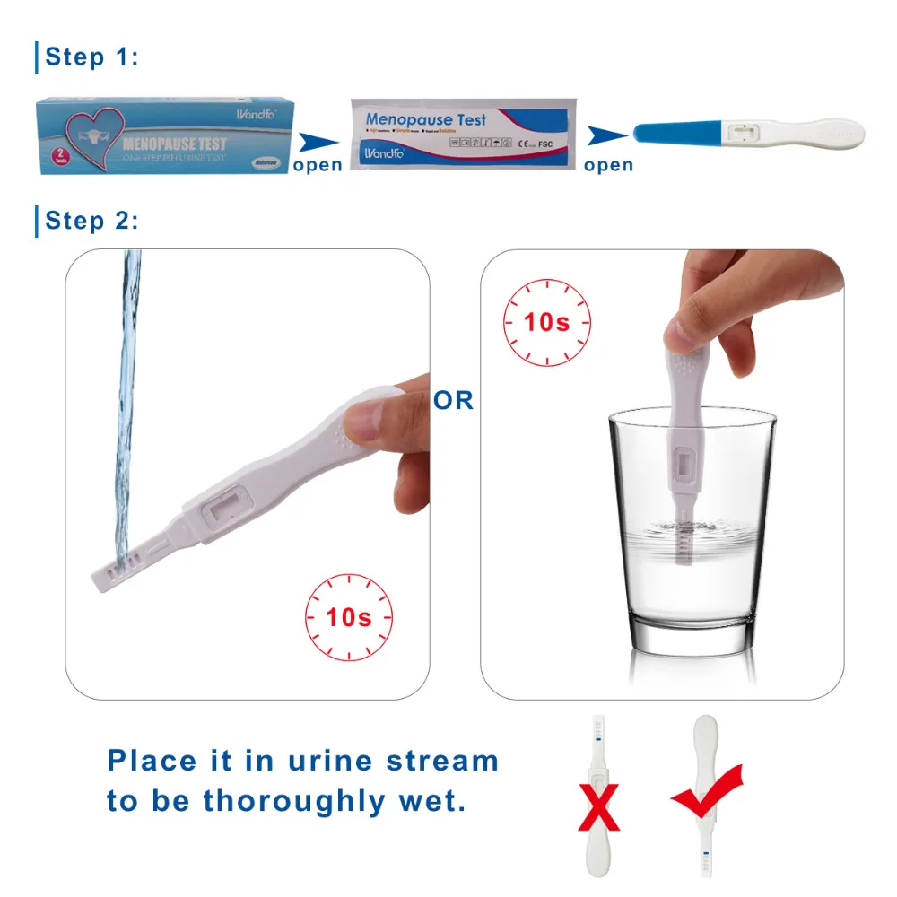 WONDFO 2 шт. тест на мочу один шаг ФШ (фолликулярный гормон) менопауза 2T|Туалетная