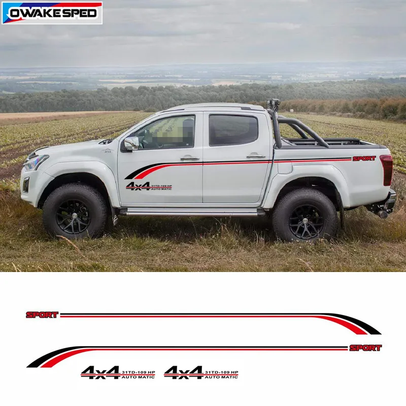 Спортивные полосы Автомобильная наклейка для ISUZU D MAX пикап багажник кузов талии