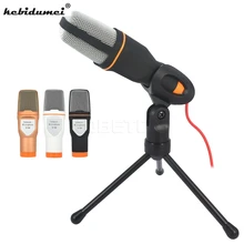 Kebidumei portátil com fio microfone condensador estéreo com suporte clipe para conversar cantando karaoke computador portátil SF-666 studio mic