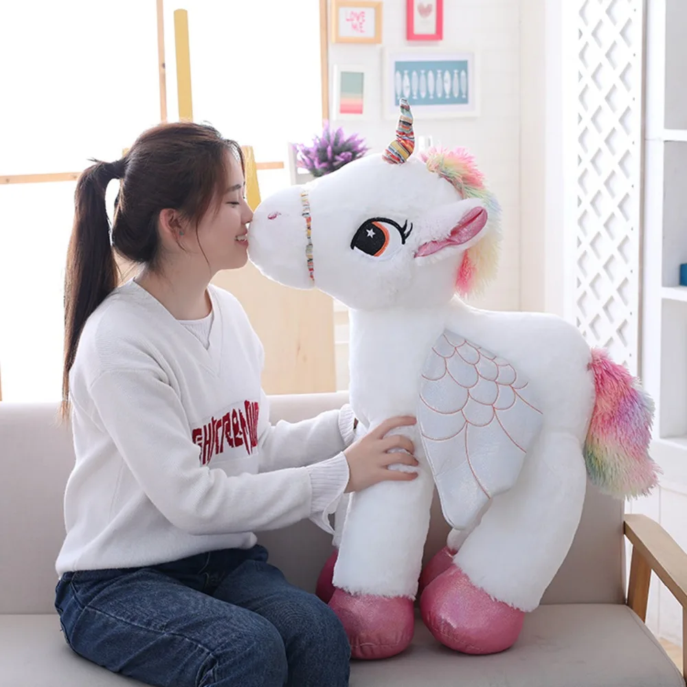 Продажа 1 ед. 50 60 90 см Kawaii единорог плюшевые игрушки гигантские плюшевые игрушки животных лошадь игрушки для детей мягкая кукла домашний декор Lover По...