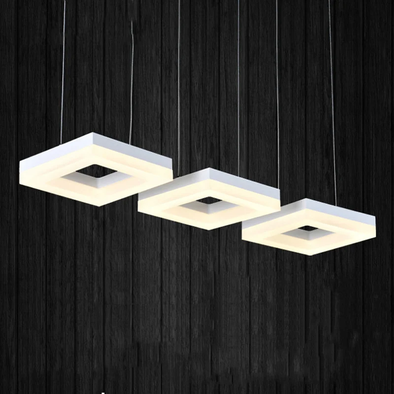 Pingente de Luz Sala de Jantar Moda Anel Retângulo Lâmpada Led Suspendu Restaurante Longo Cordão Pendurado Iluminação