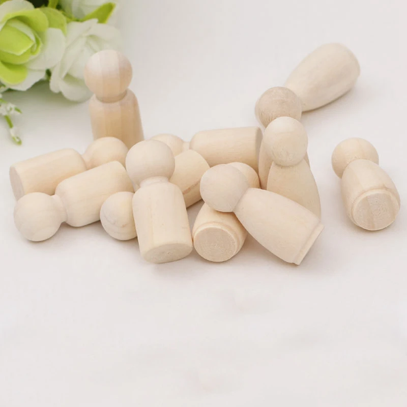 

20Pcs Wooden People Peg Dolls Girl Boy Cake Toppers DIY Craft Toys Figures