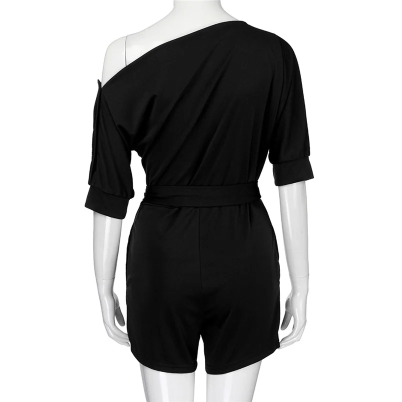 2018 Hot Sale Women's Summer Jumpsuit Sexy Off Shoulder Ruffle Short Romper Fashion Casual Party Jumpsuit  Rompers Holiday #J28 (25)