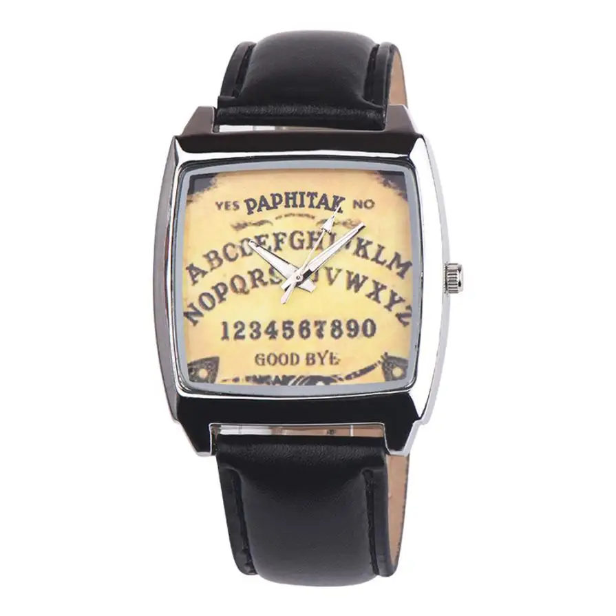 

Moment # L05 2018 New Fashionable High Quality Unisex Square Alloy Retro Letter Casual PU Leather Analog Quartz Watch Good Gift