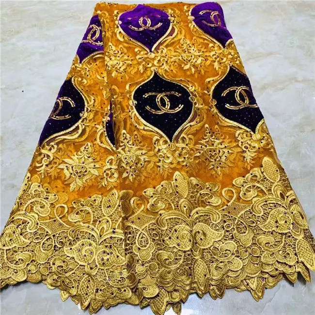

African Lace Fabric 2019 Embroidered Nigerian Stones Laces Fabric High Quality French Tulle Lace Fabric For Women