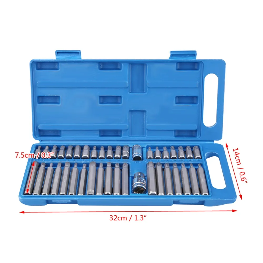 40Pcs Hex Star Torx Socket Bit Set Tool Kit 1/2in 3/8in Drive Adaptor Electric Screwdriver Repair Tool Bits Hex Socket Spanner