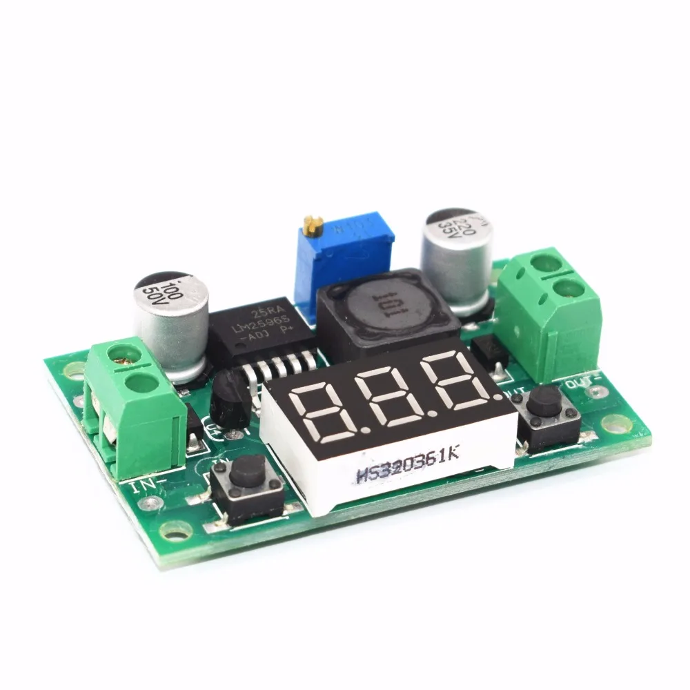 

ShenzhenMaker LM2596 BUCK 3A DC-DC Voltage Adjustable Step-Down Power Module + Blue LED Voltmeter