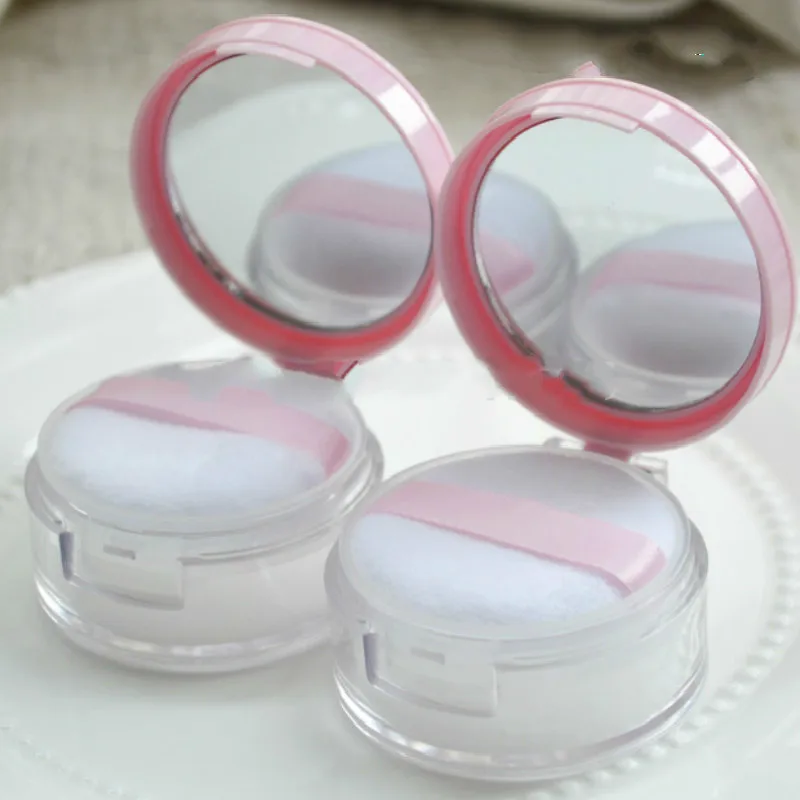 

10G Pink Loose Powder Pot Portable Blusher Box Cosmetic Case Packaging Jar with Mirror Flip Lid Empty Case