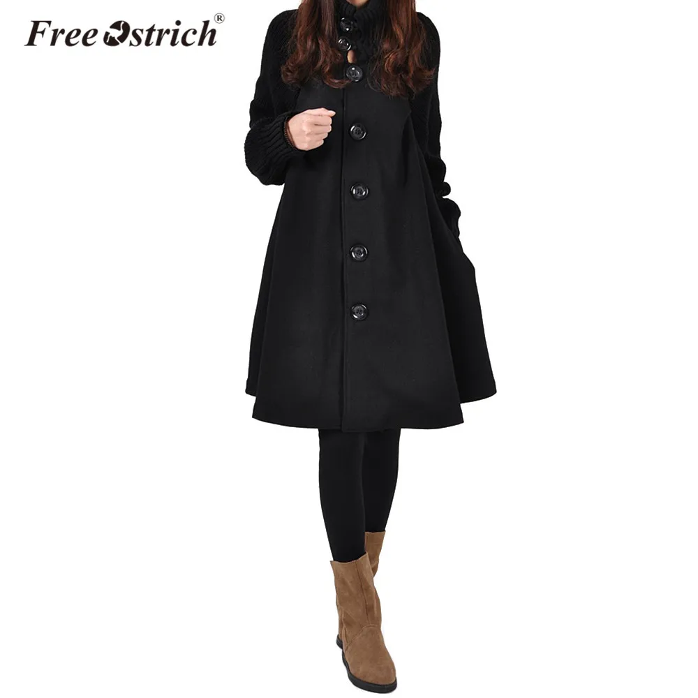 

Free Ostrich Coats Women Autumn Knitted Wool Stitching Windbreaker Loose Cloak Outerwear Thick Sweater Coats A0340
