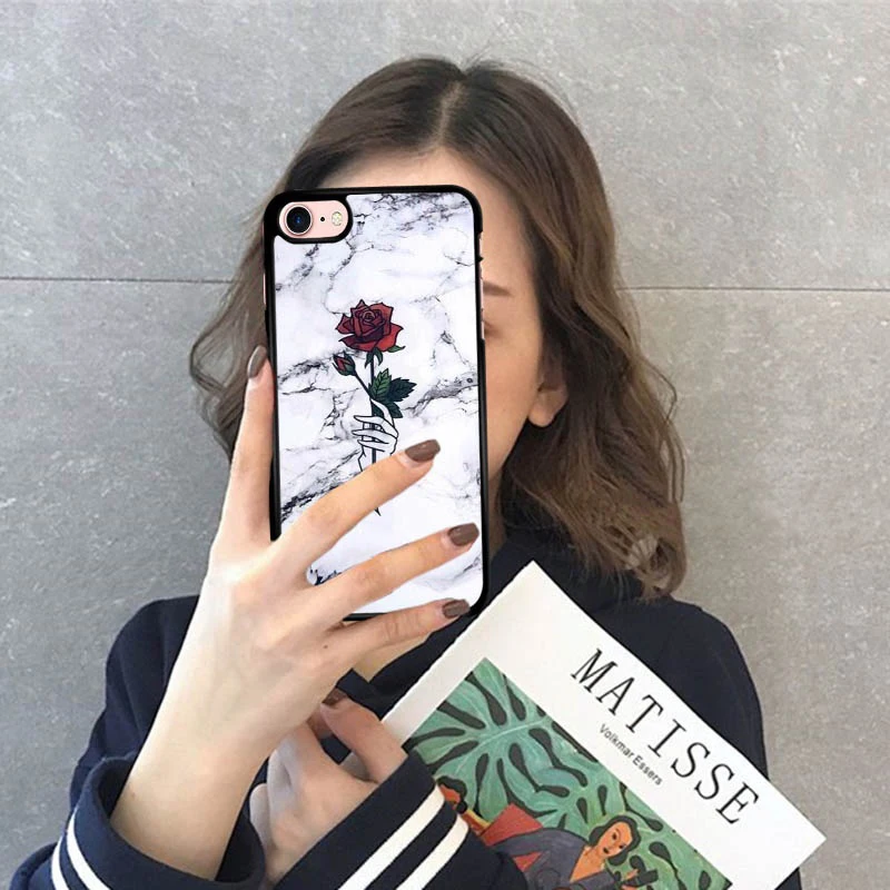 Funda de teléfono de cuerpo completo de silicona Rosa flor para iPhone 8 7 6 6 s 5 5S funda suave de teléfono cubierta trasera para iPhone X XS X Max XR Coqu