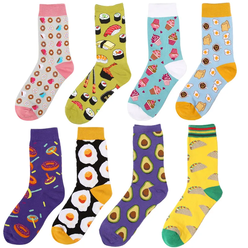 Japanese Women Cute Fruit Food Dessert Colorful Socks Funny Funky Sake