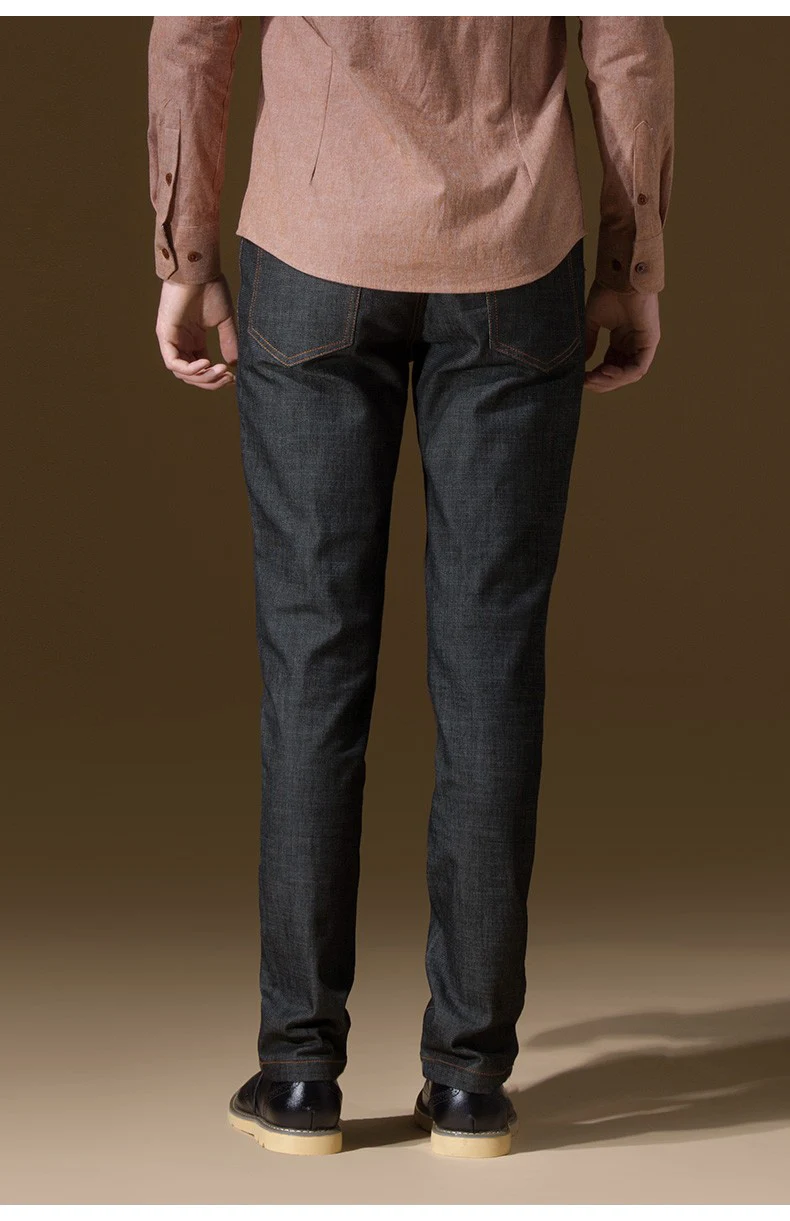 Денди Homme высокие Качественный 100% хлопок Теплые Досуг человек длинные брюки Тонкий заклепки Классическая Талия модные осень-зима молодой