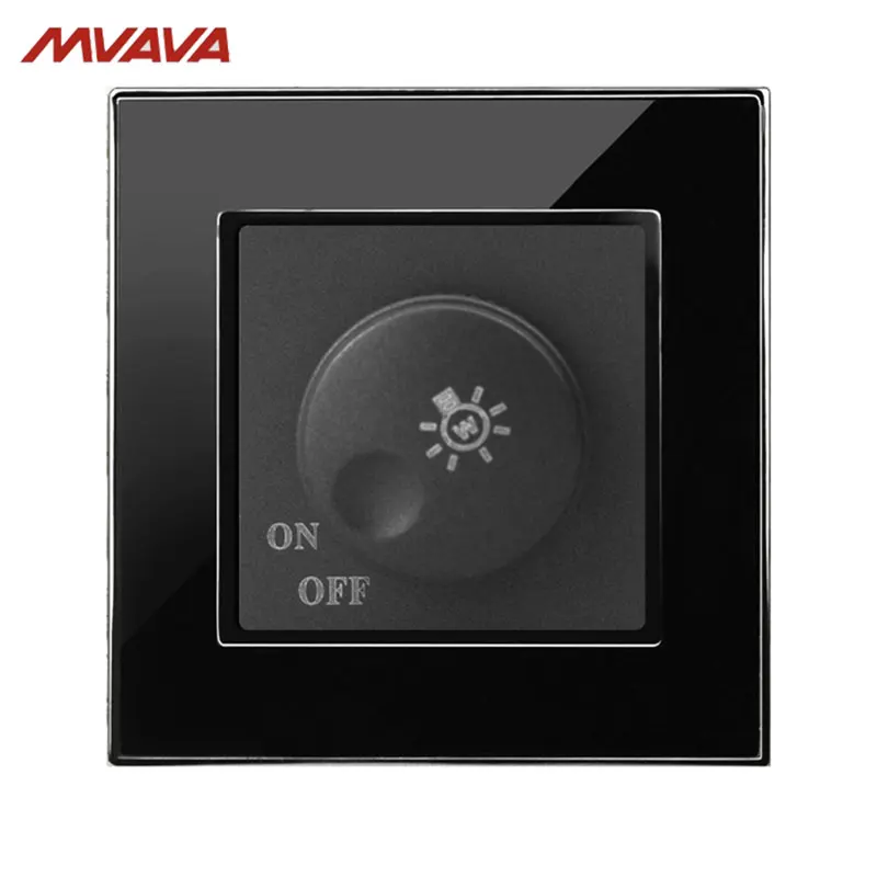 

MVAVA Lamp Brightness Light Control Wall Decorative Dimmer Rotate Switch 500W Luxury Mirror Black TURN OFF/ON Free Shipping