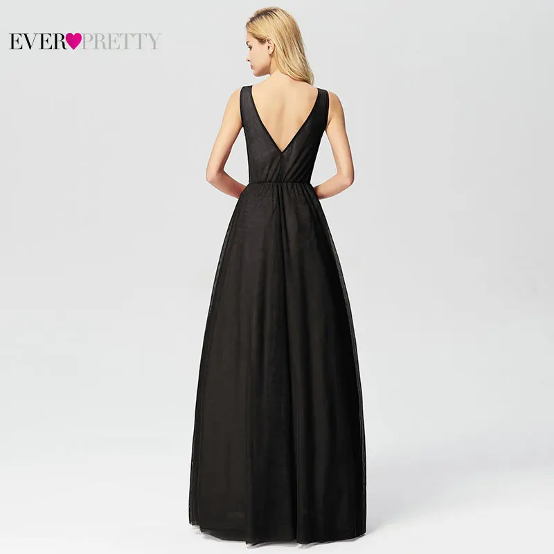 Black Prom Dresses Elegant Ever Pretty EP07723 New Arrival A-line Sleeveless Tulle Burgundy Long Party Gowns Vestido De Gala