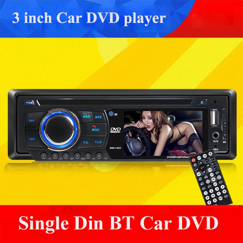 universal 1 single Din 3 inch Car DVD player with bluetooth audio Radio stereo USB SD