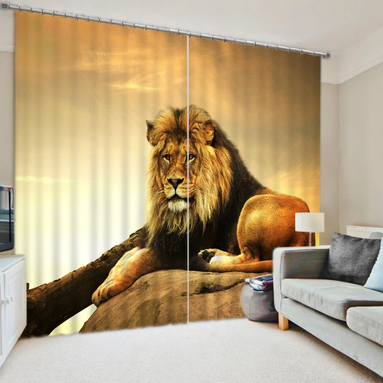 

Lion sunset photo print 3d curtain personality