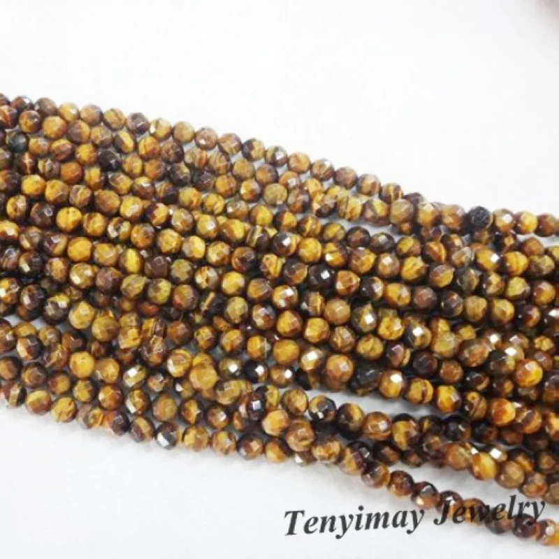

4mm Faceted Tiger's Eye Stone Beads For DIY 5 Strands Wholesale(100pcs/strand)