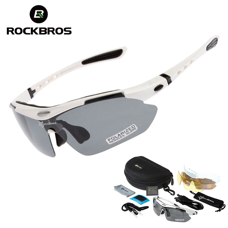 Image Hot! RockBros Polarized Cycling Sun Glasses Outdoor Sports Bicycle Glasses Bike Sunglasses TR90 Goggles Eyewear 5 Lens #10002