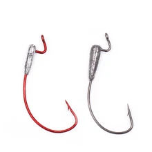 50 шт./лот офсетная кривошипная свинцовая головка джиг крючок под червя для ловли басов высокоуглеродистая плавающая приманка Grub рыболовный крючок Impuct рыболовный крючок