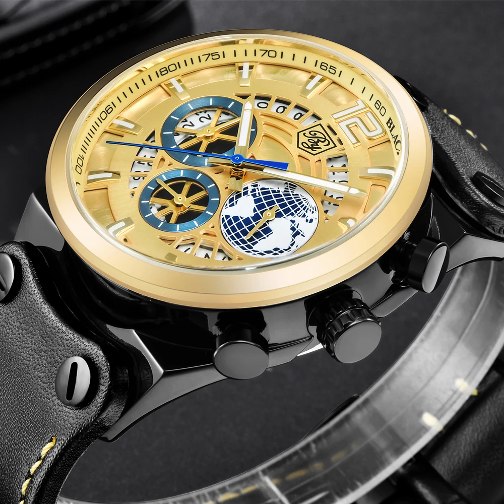 

BENYAR Large Dial Design Sports Mens Watches Leather Silicone Quartz Military Watch Men Fashion 3D Blue Dial Relogio Masculino