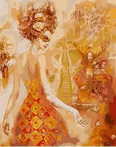 

MaHuaf-W410 abstract lady painting by numbers on canvas hand painted digital wall picture 40x50 Framed