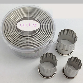 

12 pcs Stainless Steel Circular Tooth Dumplings Cutter Set Cutting Mould Cake Cookie Pastry Tools Molds Thick Round Mousse Ring
