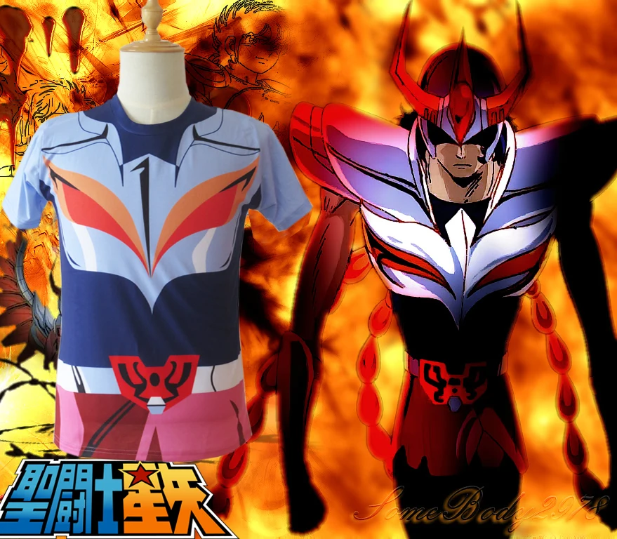 

Free Shipping Saint Seiya Bronze Saint Ikki Phoenix Cloth Summer T-shirt Anime Cosplay Costume