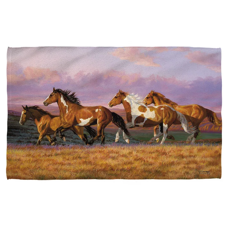 

Classic Running Horses Shower Sports Towel Large Wildlife Art Painting Horse Beach Microfiber Bathroom Beach Towels 140X70 Gift