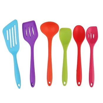 

New 6pcs/set Kitchen Utensils Cooking Tool Set Silicone Slotted Spatula Rice Soup Scoop Fish Shovel Non-stick Cooking Tool