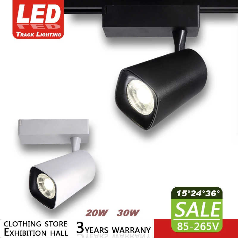 

1PCS LED track light 20W 30W 85-265V black and white simple LED track spotlight anti-glare clothing store showroom LED spotlight