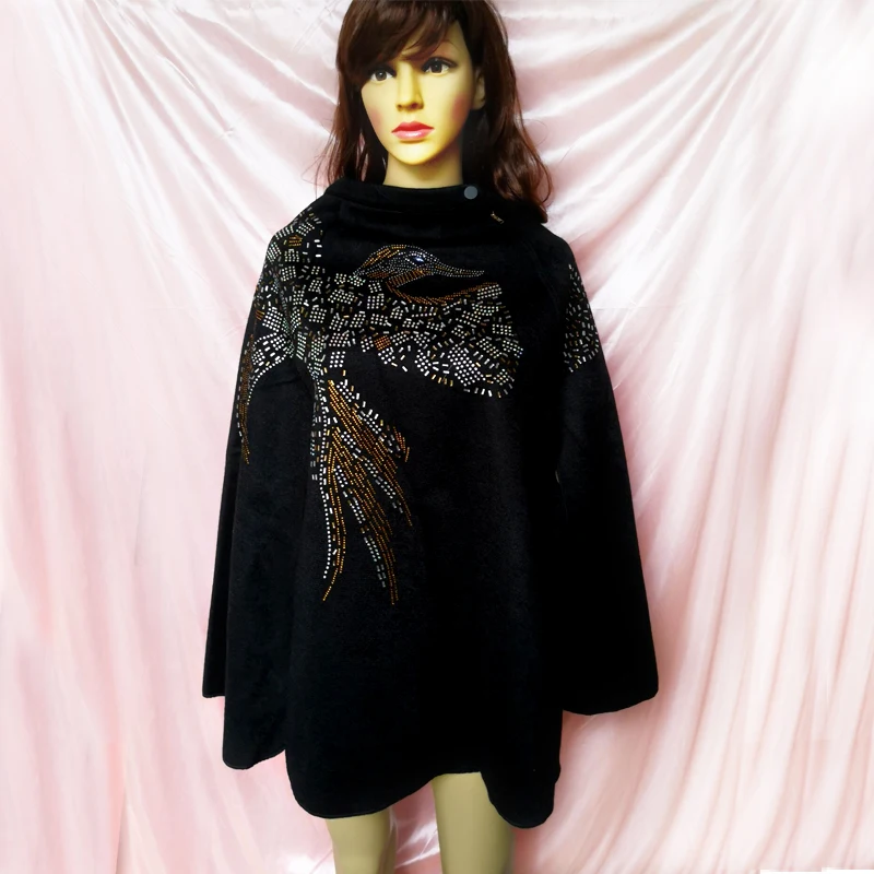 

Women Autumn Stylish Coat Cape Sweater Jacket Loose Thick Bat-shaped Sweater