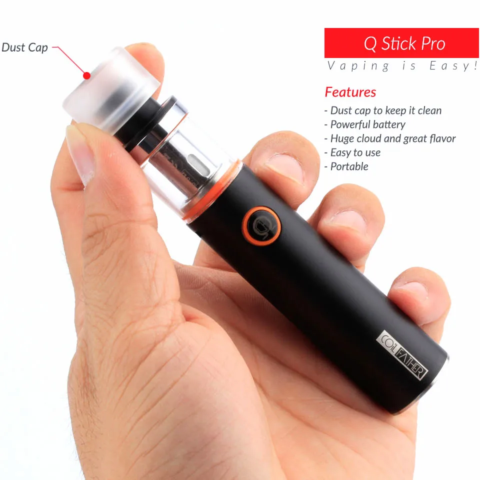 

Coil Father Q Stick Pro Starter Kit 650mah Built-in Battery With 810 Drip Tip Cap 0.3oh Coil For E Cigarette Vaporizer