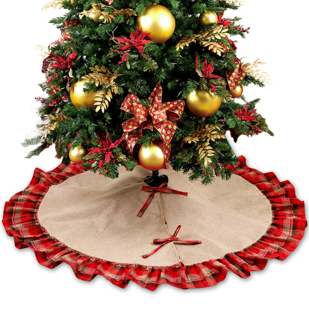 ourwarm 48inch plaid christmas tree skirt ruffle edge ruffle christmas tree skirts