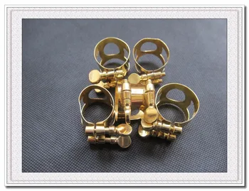 

New 5 pcs metal ligature for alto saxophone mouthpiece Gold plated double screws