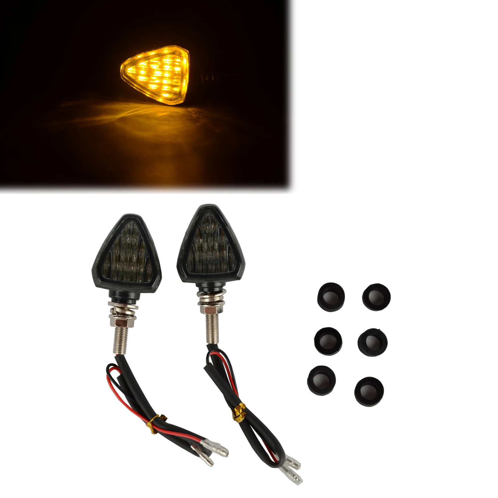 

MAYITR 2x Universal Motorcycle 12LED Turn Signal Indicator Light Blinker Smoke Lens Amber Lamp Short Stalk High Quality