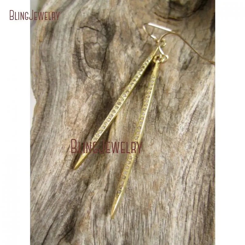 

Spike Dnagle CZ Pave Earrngs Minimalist Earrings ER21051