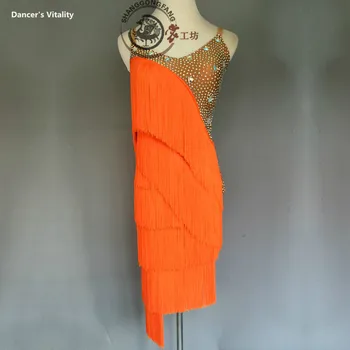 

Luxury latin dance dress for women Stones tassel latin dance dress girls latin dance dress latin dance clothes 120-180cm