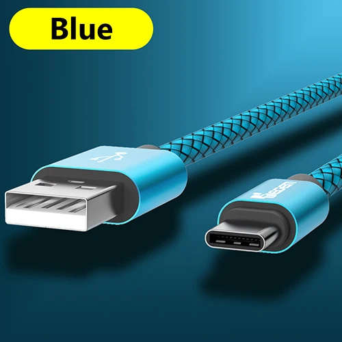 TIEGEM usb type-C кабель для samsung S10 S9 S8 Быстрая зарядка type-C кабель для зарядки мобильного телефона USB C кабель для Xiaomi mi9 Redmi - Цвет: Blue