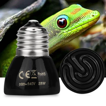 

Pet Heating Light Bulb E27 25W 50W 220-240V Infrared Ceramic Emitter Heat Light Lamp Bulb Black For Reptile Pet Brooder