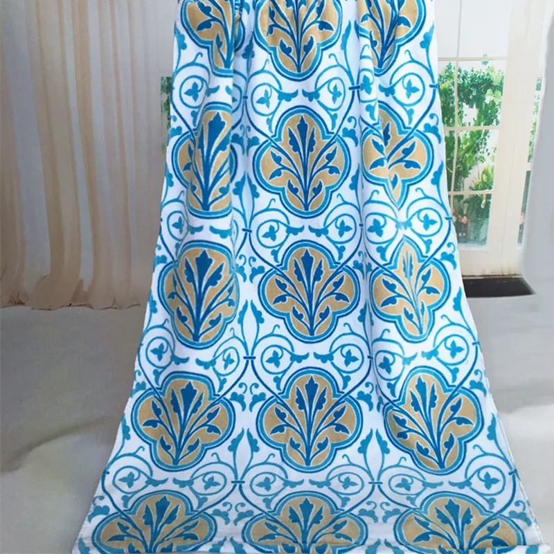 New Summer Grand Coton Paon Plume Serviettes De Plage Noir