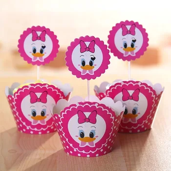

free shipping 120pcs/lot=10bag paper cartoon cupcake wrapper and topper baby girl birthday party cake decoration supplies