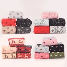 Океанские синие импортные товары Осень Зима теплые толстые кроличья шерсть женские носки средней длины Мульти Узор качество удобные носки