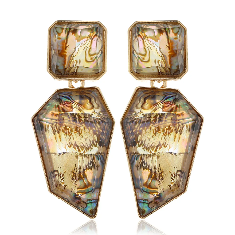 

Fashion OL Exaggerated Geometry Resin Earrings Long Style Shell Color ZA New Earrings for Womne Transparent Color Alloy Side