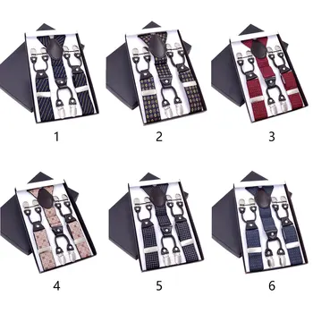 

New Men's Suspenders Leather Braces Mens Trouser 6 Clips Adult Suspensorio Tirantes Hombre Bretelles