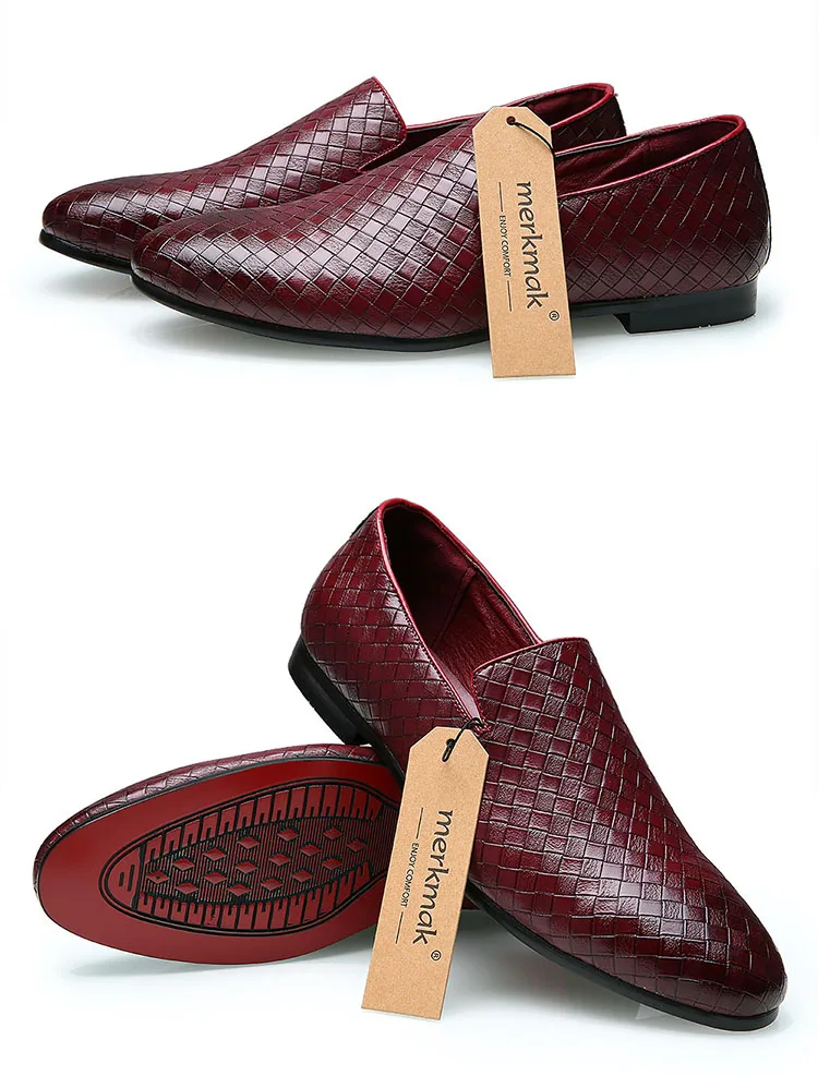 Merkmak/модные оксфорды кожи оплетки Для мужчин обувь Демисезонный Лоферы Дышащая обувь на плоской подошве Для мужчин Мужская обувь