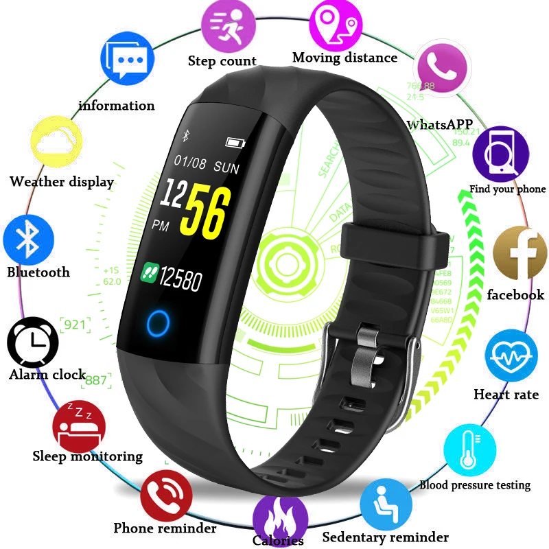 

2019 BANGWEI Smart Watch With Heart Rate Blood Pressure Oxygen Oximeter Sport Watch Ring Waterproof Watch Smart For iOS Android