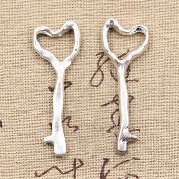 

10pcs Charms Rustic Skeleton Heart Key 51x18mm Antique Silver Color Pendants Making DIY Handmade Tibetan Silver Color Jewelry